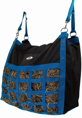Supreme Slow Feed - Bolsa de heno de carga superior con parte inferior súper resistente con aberturas rectangulares de 2 x 3.5 pulgadas (turquesa y