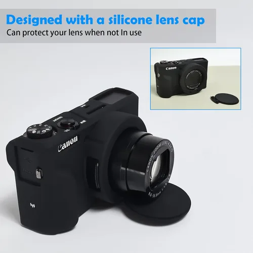 Vista 2 de Easy Hood Funda para cámara digital Canon Powershot G7 X Mark III, funda protectora de silicona suave con marcador de botón Funda extraíble
