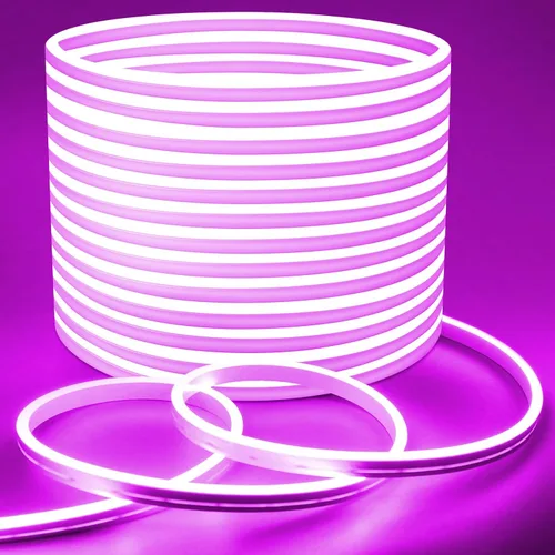 Vista 22 de Lamomo - Tiras de luces LED blancas, tira de luces de neón de 16.4 pies/5m, tira LED de neón impermeable flexible de 12V, tira de luces LED de neón