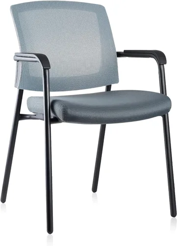 Vista 11 de CLATINA Sillas apilables, silla apilable para sala de espera, sin ruedas, con reposabrazos y soporte de madera, silla ergonómica de malla