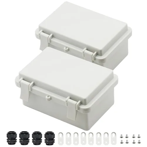 Vista 17 de Zulkit Caja eléctrica IP65 impermeable de plástico ABS - Cáscara con bisagras, 2 retenedores de cable, 5.9 x 3.9 x 2.8 pulgadas