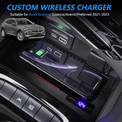 Vista 2 de Cargador de coche inalámbrico para Buick Envision Essence Avenir Preferred 2021-2023, almohadilla de carga rápida de 15 W para B uick Envision