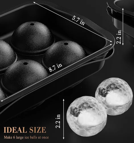 Vista 4 de Molde redondo para cubitos de hielo con tapa, máquina de bolas de hielo de esfera de 2.2 pulgadas, molde grande para cubitos de hielo para whisky