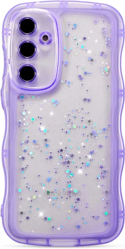 Vista 30 de ZTOFERA Funda protectora para Samsung Galaxy A14 4G/5G de 6.6", ondulada, con brillantina de estrella, poliuretano termoplástico transparente, suave
