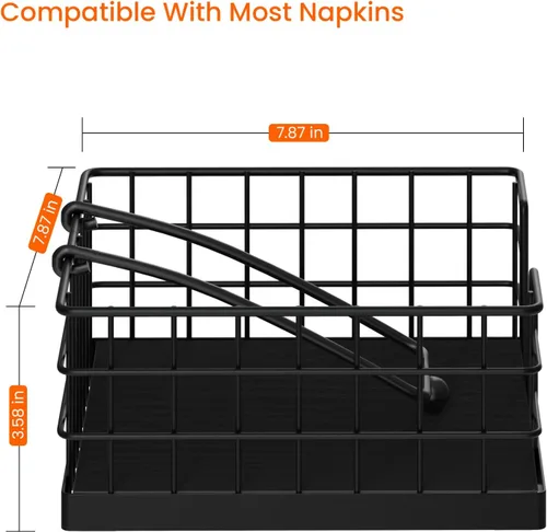 Vista 7 de Homode Portaservilletas para Servilletas de Papel, Portaservilletas Estilo Granja para Mesa, Canasta Plana para Servilletas con Brazo con Peso, Negro