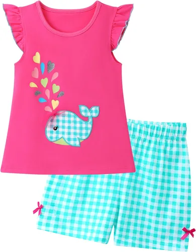 Vista 7 de Conjunto de camiseta sin mangas y shorts para niñas, ropa para verano, set de 2 piezas, 2 a 7 años