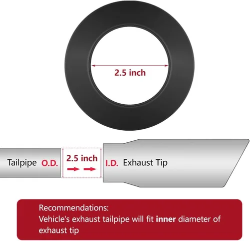 Vista 6 de LCGP Punta de escape negra diésel de 2.5 a 4 pulgadas, longitud total de 5 pulgadas, diseño de doble pared
