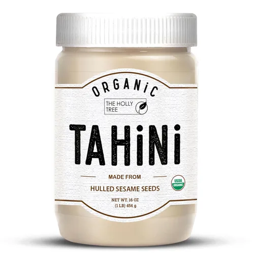 Vista 10 de Pasta de Tahini Orgánica 16 oz (1 lb) - Aderezo de Sésamo Blanco Sin Cascarilla - Certificado USDA, Sin Gluten, Kosher - Salsa Cremosa de Tahini