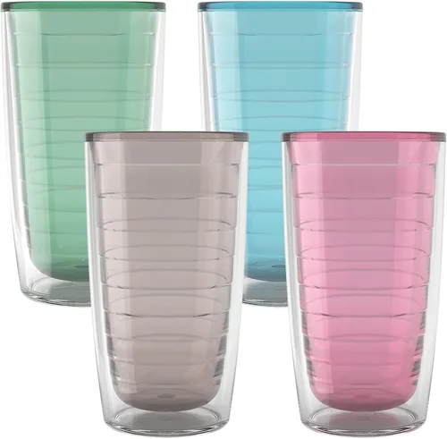 Tervis - Vaso aislado de mesa transparente y colorido - Colección Bayou View fabricado en Estados Unidos, vaso de doble pared para viajes que