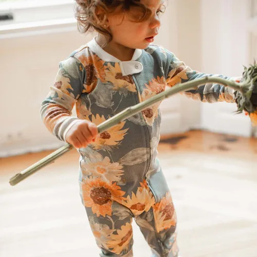 Vista 36 de Burt's Bees Baby Pijama para bebé niña, 100% algodón orgánico, pijama de una pieza, overol diagonal con cremallera, ajuste cómodo