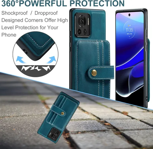 Vista 7 de Asuwish Funda para teléfono Motorola Edge 30 Ultra 2022 con protector de pantalla de vidrio templado y tarjetero RFID de cuero, accesorios