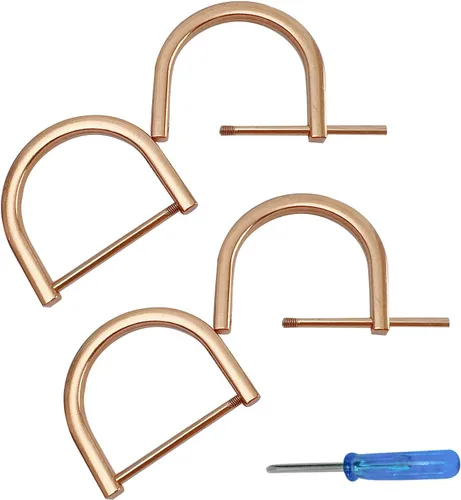 Vista 12 de willikiva 4 anillos en D con tornillo de cierre de repuesto para llave de grillete en forma de U, soporte de anillos D, herradura, de cuero