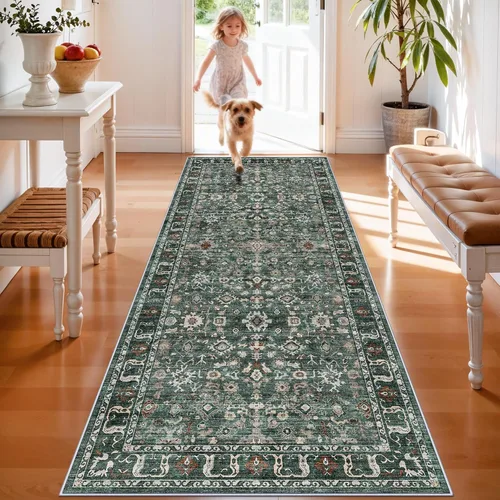 Vista 119 de Alfombra de pasillo lavable de 2 x 3: alfombras antideslizantes con parte trasera de goma, alfombra de cocina suave, alfombra pasillo estilo granja