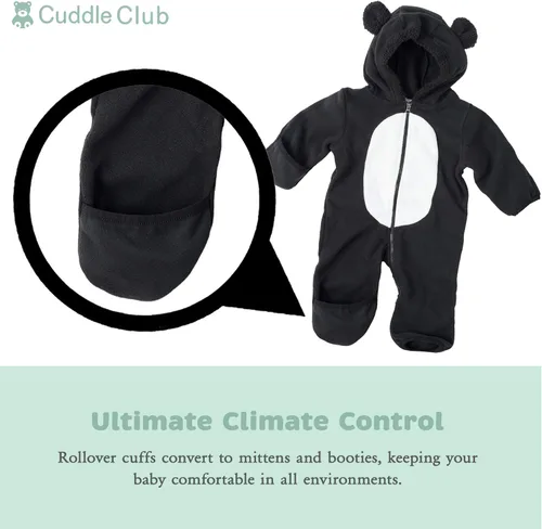 Vista 2 de Enterizo de vellón Bunting para bebé rómper con capucha para niño de una sola pieza ropa de exterior chaqueta