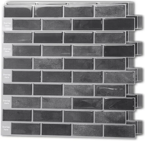 Vista 20 de Art3d Paquete de 6 calcomanías de vinilo para despegar y pegar, azulejos para salpicaduras de cocina, 12 x 12 pulgadas, diseño de mármol