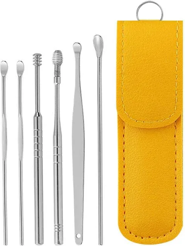 Vista 7 de Kit de eliminación de cera de oído de 6 piezas, herramientas limpiadoras de oídos: mini alcance portátil con acero inoxidable 360° herramienta
