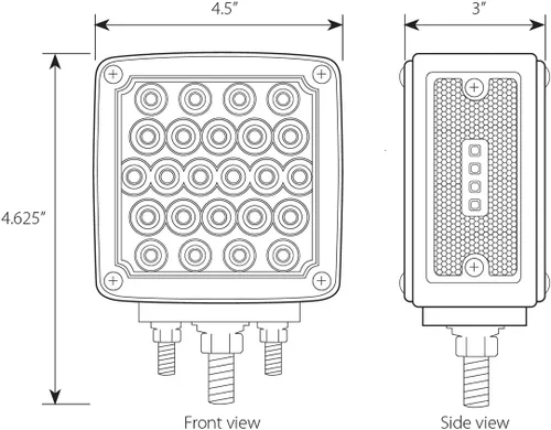 Vista 5 de GG Grand General 77620 Ámbar/Ámbar 4.5 pulgadas cuadrado de doble cara LED luz de pedestal (para camión/SUV/RV/vehículo/remolque)