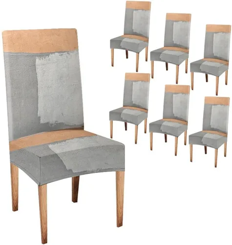 Vista 88 de TOMWISH Fundas para Sillas De Comedor 6, Fundas para sillas de comedor, pintura de arte abstracto, funda extraíble elástica de elastano para silla