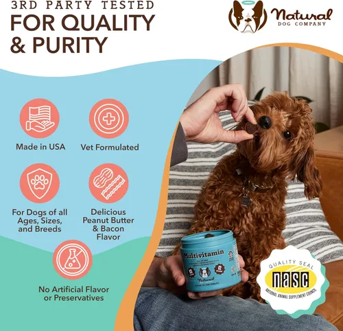 Vista 8 de Natural Dog Company Suplementos para perros para personas mayores y perros activos, masticables multivitamínicos y alivio de cadera