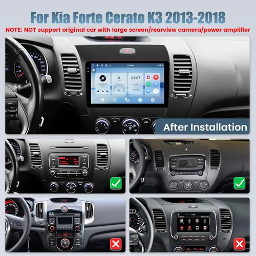 Vista 2 de Radio Android 15 4+64G para KIA Forte Cerato K3 2013-2018, pantalla táctil de 9 pulgadas para estéreo de coche Forte, inalámbrico CarPlay/Android