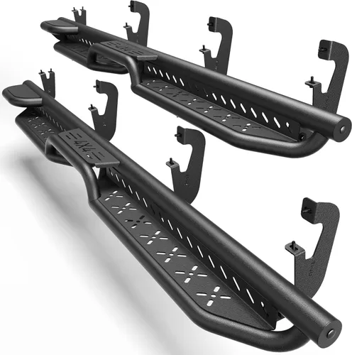 Vista 16 de Crew Cab - Estribos compatibles con Jeep Wrangler JK 2007-2018, solo 2 puertas, dos escalones, barras Nerf de acero resistente de carbono negro