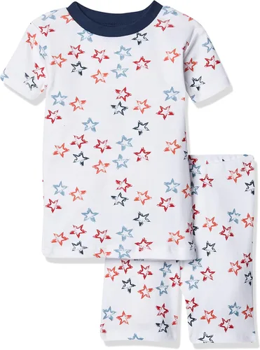 Burts Bees Baby Pijama para bebé conjunto de pijama de 2 piezas 100 algodón orgánico camiseta patriótica y pantalones cortos talla 4XS Camiseta y