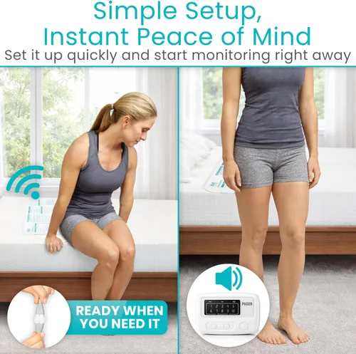 Vista 6 de Vive Alarma de cama inalámbrica - Kit de sensor de movimiento para pacientes ancianos con demencia - Detector de almohadilla de presión