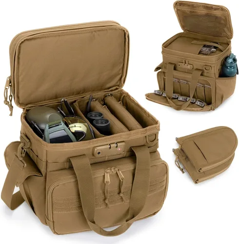 Vista 8 de GOBUROS - Bolsa táctica para arma de campo de tiro con capacidad para 3 pistolas y cerradura TSA, bolsa de lona para arma con 2 estuches pequeños