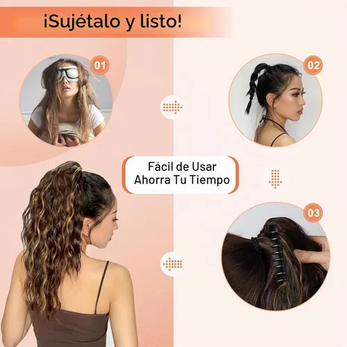 Vista 4 de SEIKEA Highight - Extensión de cola de caballo de 10 pulgadas, corta, gruesa, ondulada, suave, de aspecto natural, clip en una pieza, cola de Marrón