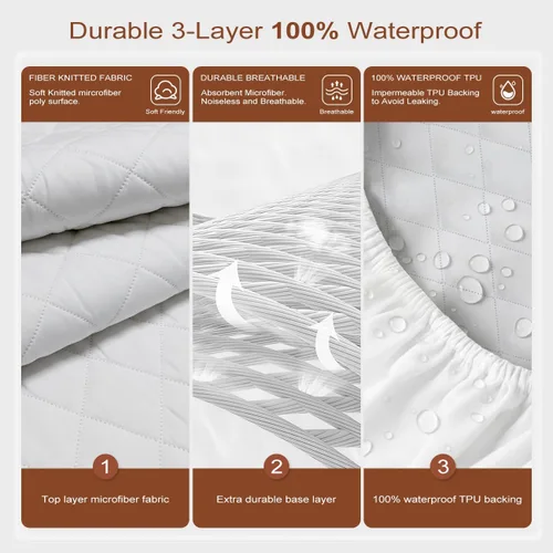 Vista 5 de Funda de colchón, funda de colchón impermeable, tamaño completo, ultrasuave y transpirable, lavable a máquina, adecuada para el hogar, dormitorio