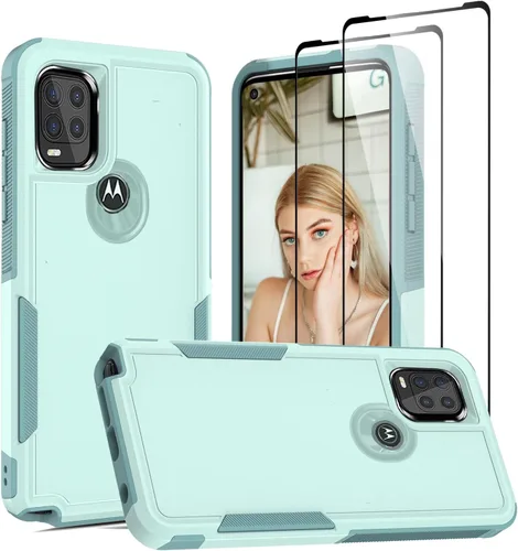 Vista 61 de Jeylly para Moto G Stylus 5G 2021 Funda con [2 Pack] Protector de Pantalla de Vidrio Templado, Protección Grado Militar Anti-Arañazos, Funda