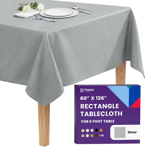Vista 19 de Gee Di Moda - Mantel rectangular de 60 x 84 pulgadas – Mantel rectangular de poliéster lavable para mesa de 5 pies