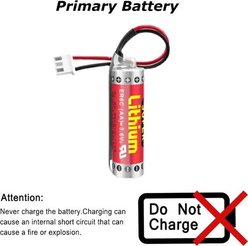 Vista 3 de NOUCHU 2 Pack ER6C 3.6V 1800mAh Non-Rechargeable AA Lithium Battery with Plug for FX F2-40BL