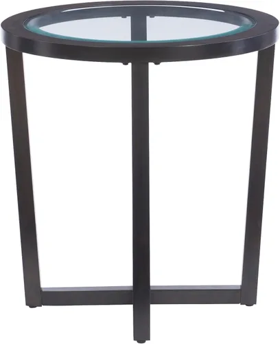Vista 14 de Powell Marta Umber - Juego de mesa auxiliar y mesa auxiliar de madera marrón con tapa de cristal templado