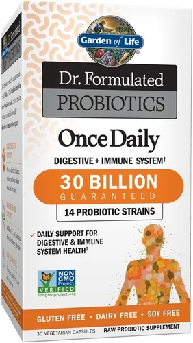 Garden of Life Probióticos formulados por Dr. una vez al día, probiótico Acidophilus con apoyo diario para la salud digestiva e inmunológica, sin