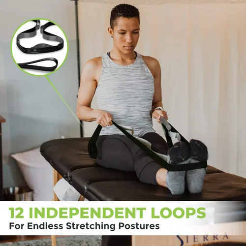 Vista 4 de Gradient Fitness Stretching Strap for Physical Therapy, 12 Multi-Loop Stretch Strap 1" W x 8' L, Neoprene Handles, Physical Therapy Equipment, Yoga