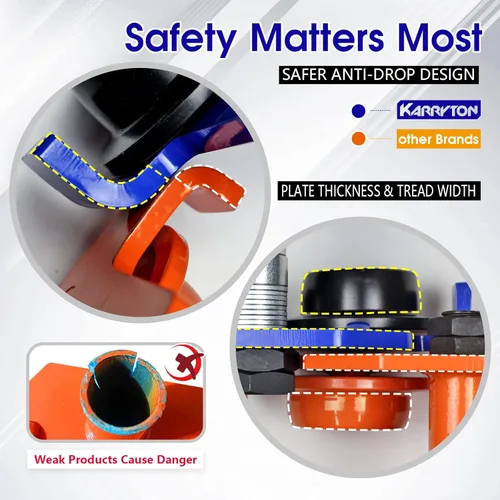 Vista 6 de Carro de haz de 2 toneladas/4400 libras de ancho de brida ajustable, carrito de empuje manual resistente con rodillos de doble pista para elevadores