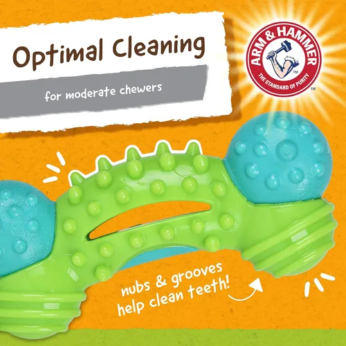 Vista 10 de Arm & Hammer Nubbies Duality Bone, un juguete dental masticable para perros, juguete Nubby Pet limpia los dientes para reducir la placa y el sarro