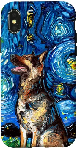 Vista 5 de German Shepherd Starry Night Dog Art by Aja Trier Case for iPhone 17