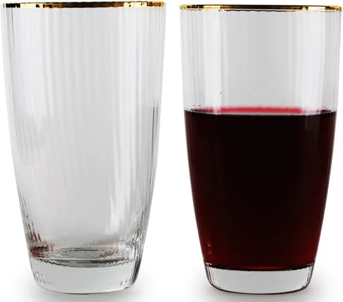 Vista 9 de Circleware 40170 Cosmo - Juego de 4 vasos altos de base pesada, vasos para bebidas de té helado, cristalería para agua, jugo, cerveza y decoración