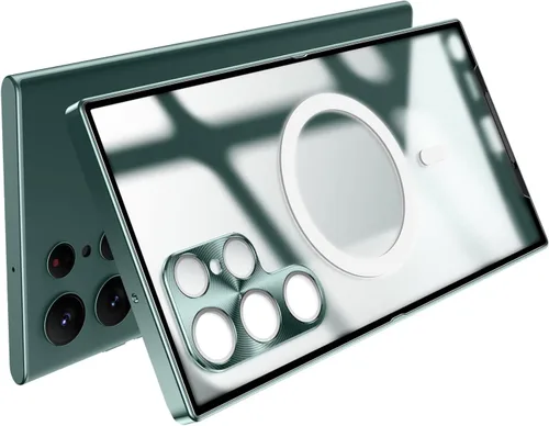 Vista 5 de Funda de aluminio para Samsung Galaxy S23/S24/S22 S25 Ultra / S22 /Plus, soporte magnético de aluminio para carga inalámbrica, compatible