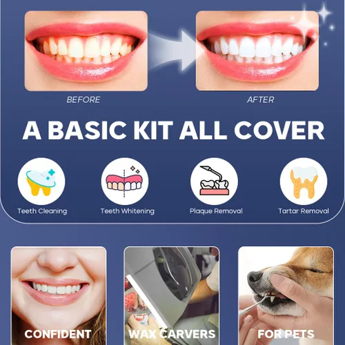 Vista 3 de KOHEEL Herramientas dentales con estuche de metal, juego de herramientas de limpieza de dientes, quitar placa, kit de higiene de cuidado bucal