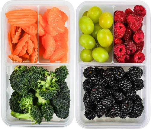 Caja Bento para Niños y Adultos - Contenedores de Lonchera Reutilizables para Preparación de Comidas - Contenedor de Caja de Snacks de 3