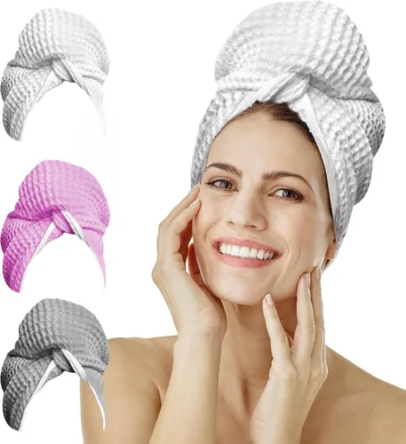 Vista 9 de Toalla de Pelo – de microfibra para un secado rápido, Safe & frizz-free – PREMIUM grande, compacto, ligero y absorbente – Una Talla para Todos – 3