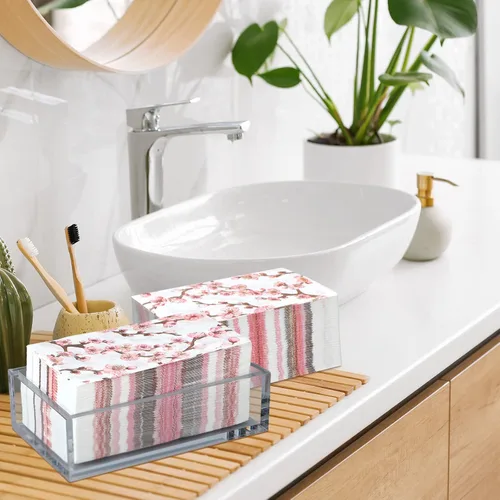 Vista 2 de Estune 200 servilletas de 2 capas desechables de papel con flores de papel para cena, servilletas de mano para baño, tocador, boda, vacaciones