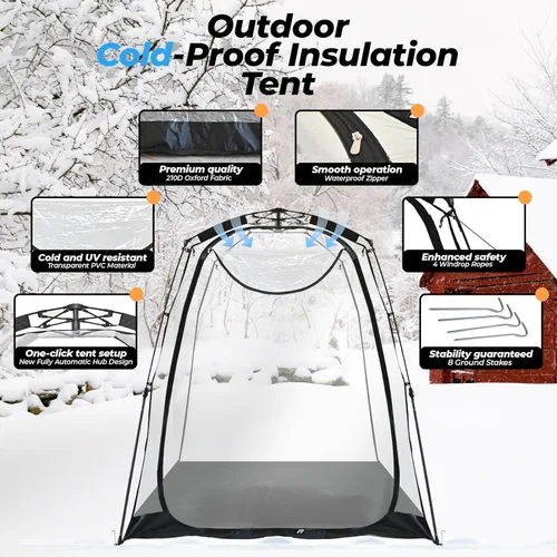 Vista 2 de All Weather Proof Pod Pop Up Bubble Tent for 3-8 People, Large Oversize Dome House, Cold Protection Camping Tent, Winter Instant Igloo for Outdoor
