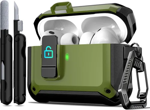 Vista 124 de R-fun - Funda para audífonos compatible con AirPods de 4.ª generación 2024, cubierta protectora de expulsión automática a prueba de caídas, puerto B