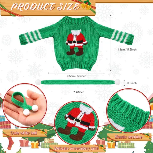 Vista 2 de 12 piezas de conjunto de ropa y accesorios para muñeca de Navidad, suéter con estampado de árbol de Navidad, reno y copo de nieve, pequeño suéter