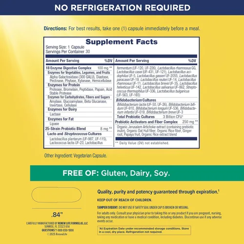 Vista 2 de Renew Life Cápsulas vegetarianas de probióticos y enzimas digestivas, probióticos que promueven la salud digestiva, las enzimas de acción rápida
