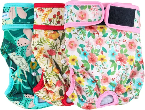 Vista 7 de Leekalos Pañales reutilizables lavables para perras, pañales para perras, altamente absorbentes, pañales ajustables para cachorros, pañales